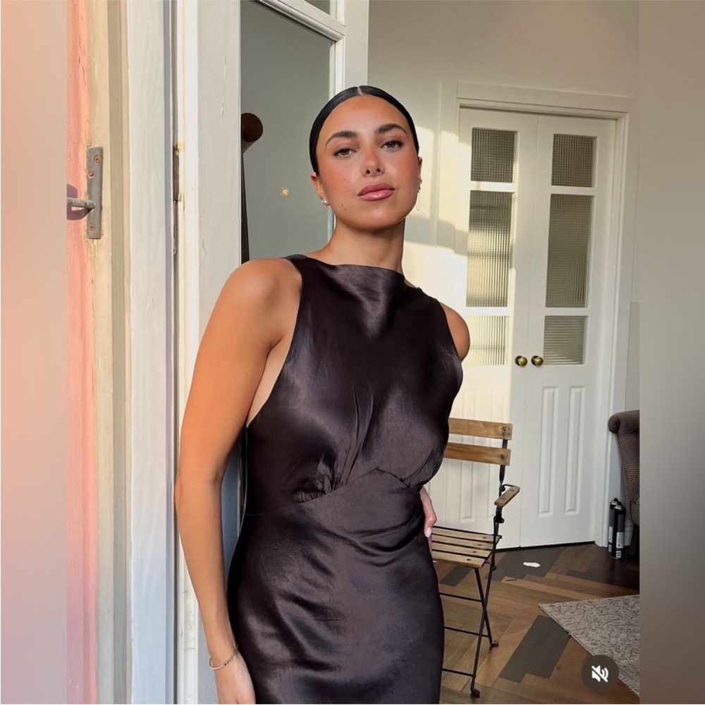 ZARA WRINKLED SATIN EFFECT DRESS - Picture 7 of 15
